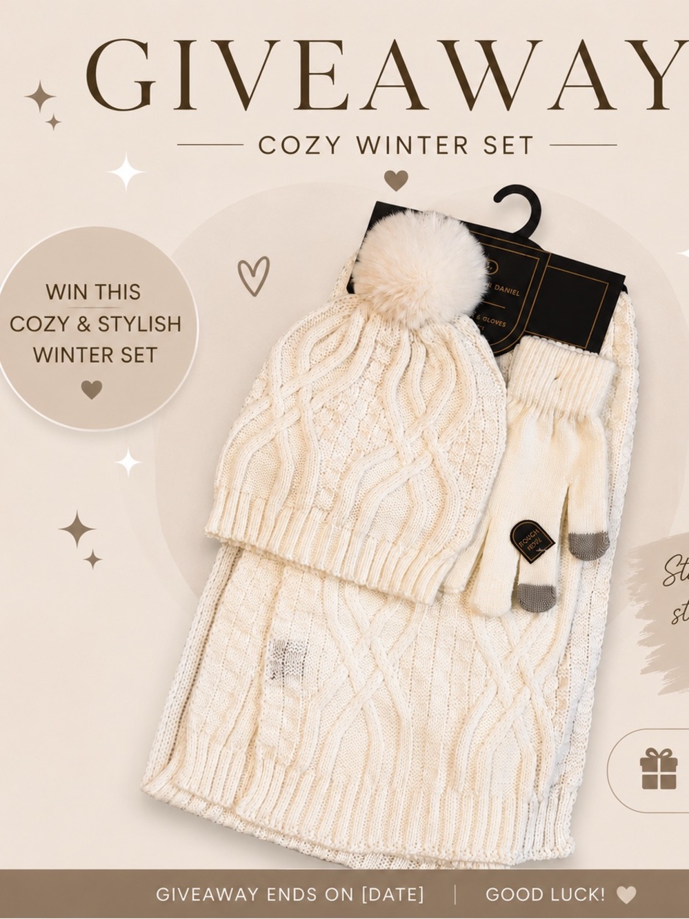 Hat,scarf glove set